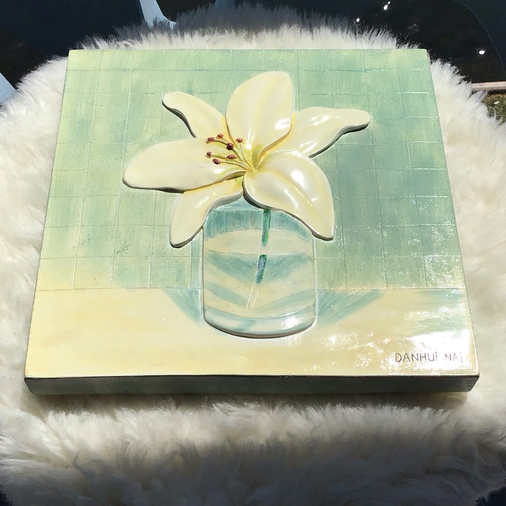 Danhui Nai Original Art Works Painting 3-Dimensional Lily Thick Plastic Frame
